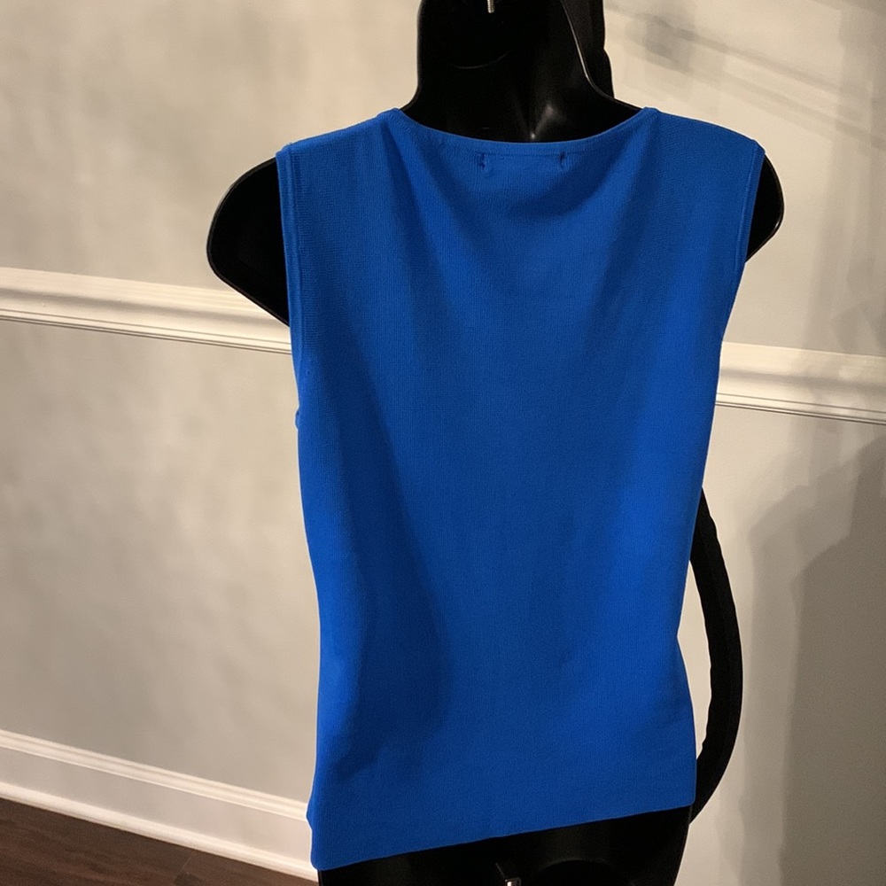 Sweaterworks Blue Sequined Fish Embellished Sleeveless Knit Top Size M - Picture 5 of 8
